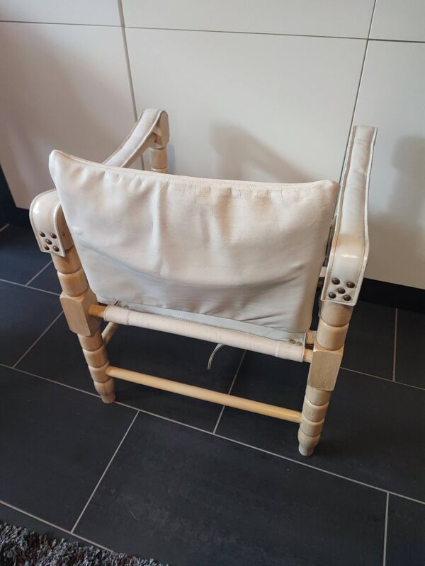 Fauteuil safari cuir blanc