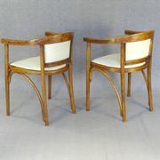 Two Fischel Art Deco armchairs upholstered in cream leather - 1925 - No Thonet