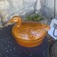 Duck, slip, glazed ceramic terrine, brown, vintage
