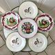Set of 6 flat plates mismatched Digoin Sarreguemines models Rooster and Casino 30s