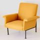 Eclectic Mid-Century Modern Sculptural Armchair in Mustard Yellow Fabric