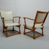 Set of 4 Dutch Design Oakwood Arm Chairs by Theo Ruth for Artifort, 1950s