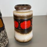 Set of two pottery fat lava vases "multi-color" by scheurich, germany, 1970s