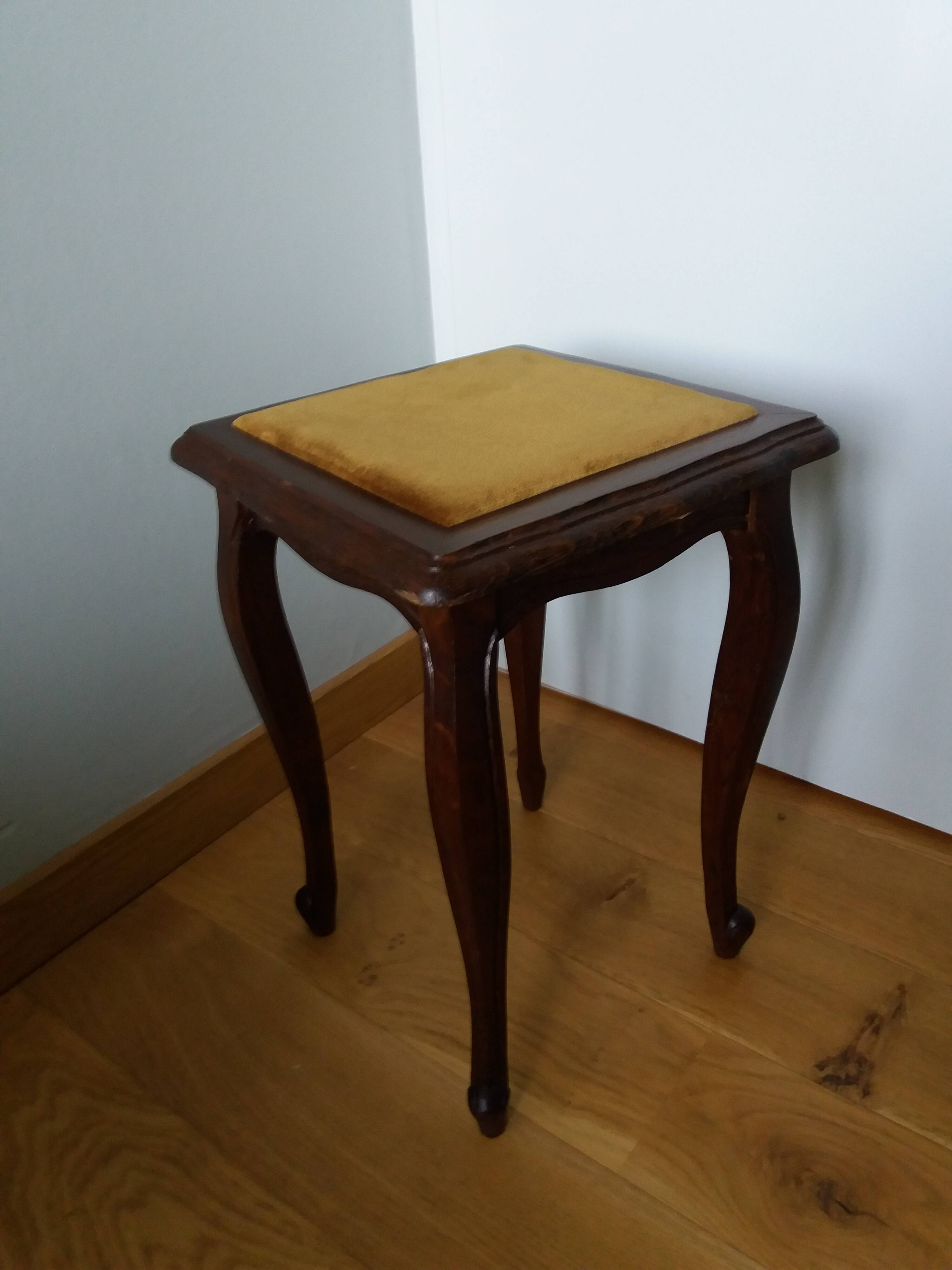 Wooden and velvet stool