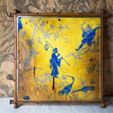 19th-century French chinoiserie-style mirror with a bamboo frame
