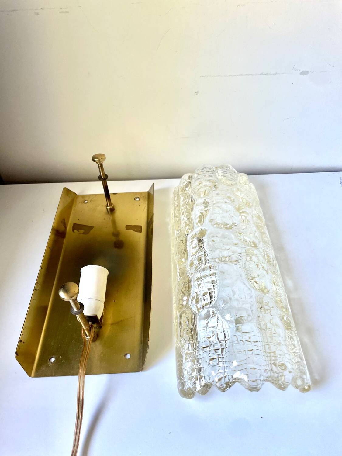 Glass & Brass wall sconces design by Carl Fagerlund for Orrefors /Lyfa