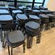 Stackable metal chair for outdoor and indoor use