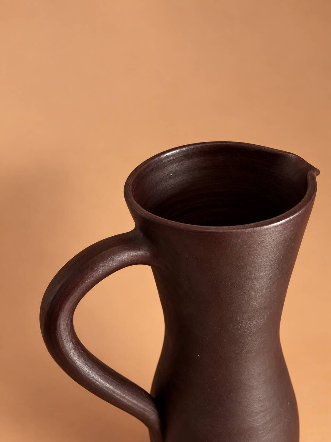 Brown stoneware jug, vintage wabi-sabi style