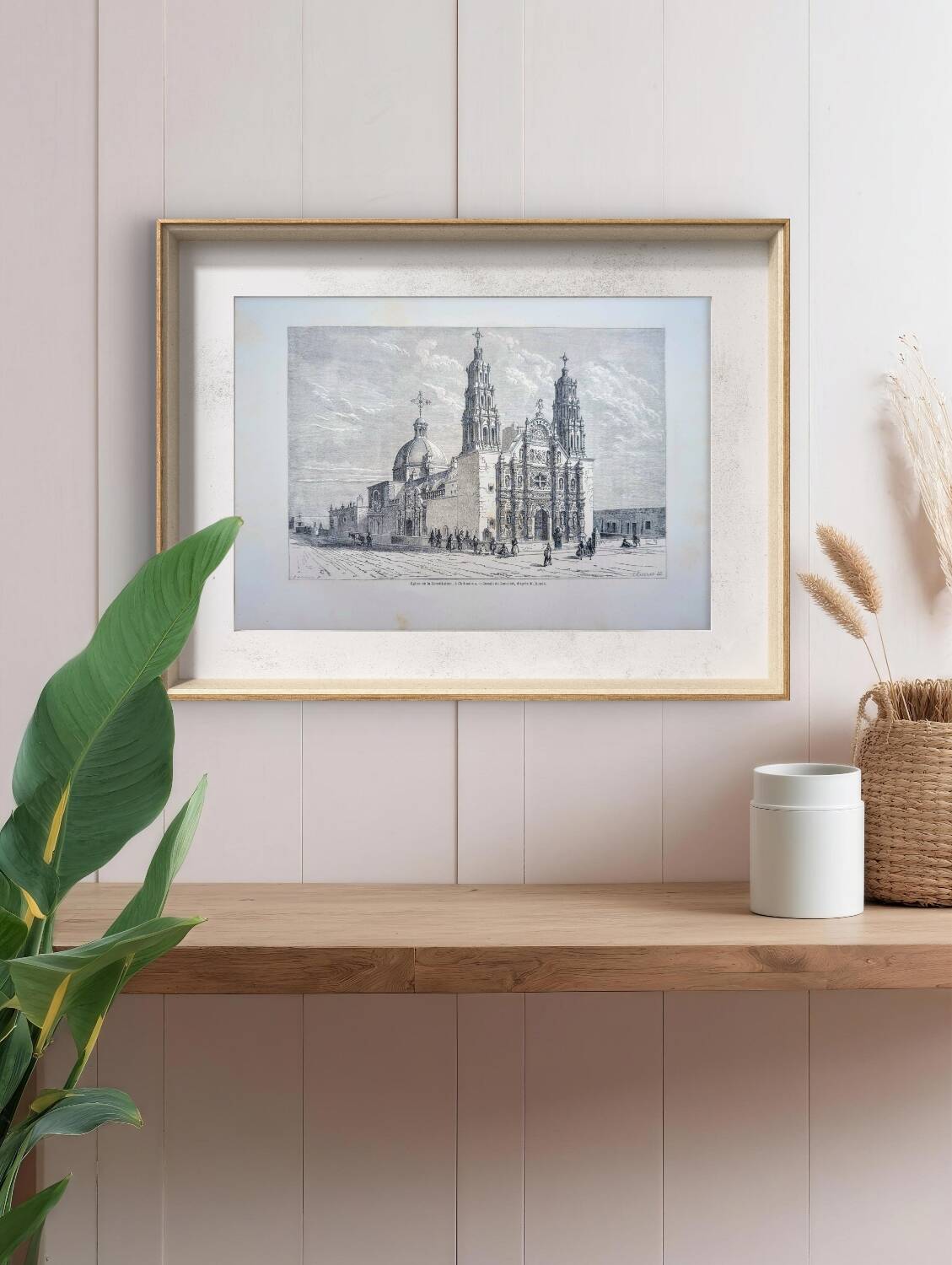 Cathedral of Chihuahua, Mexico. Printed illustration from 1861.