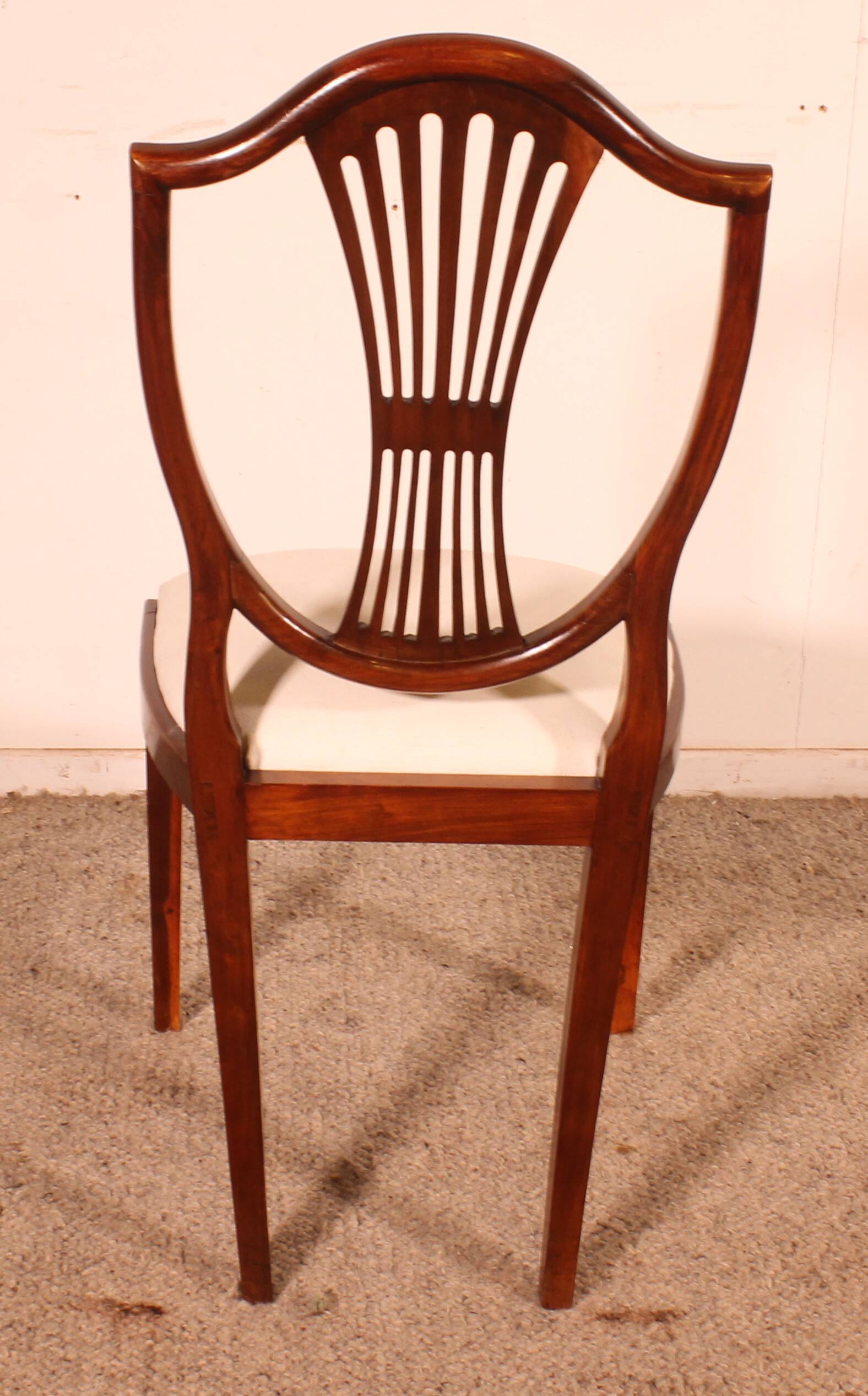 set of 10 mahogany chairs with inlays - 19th century