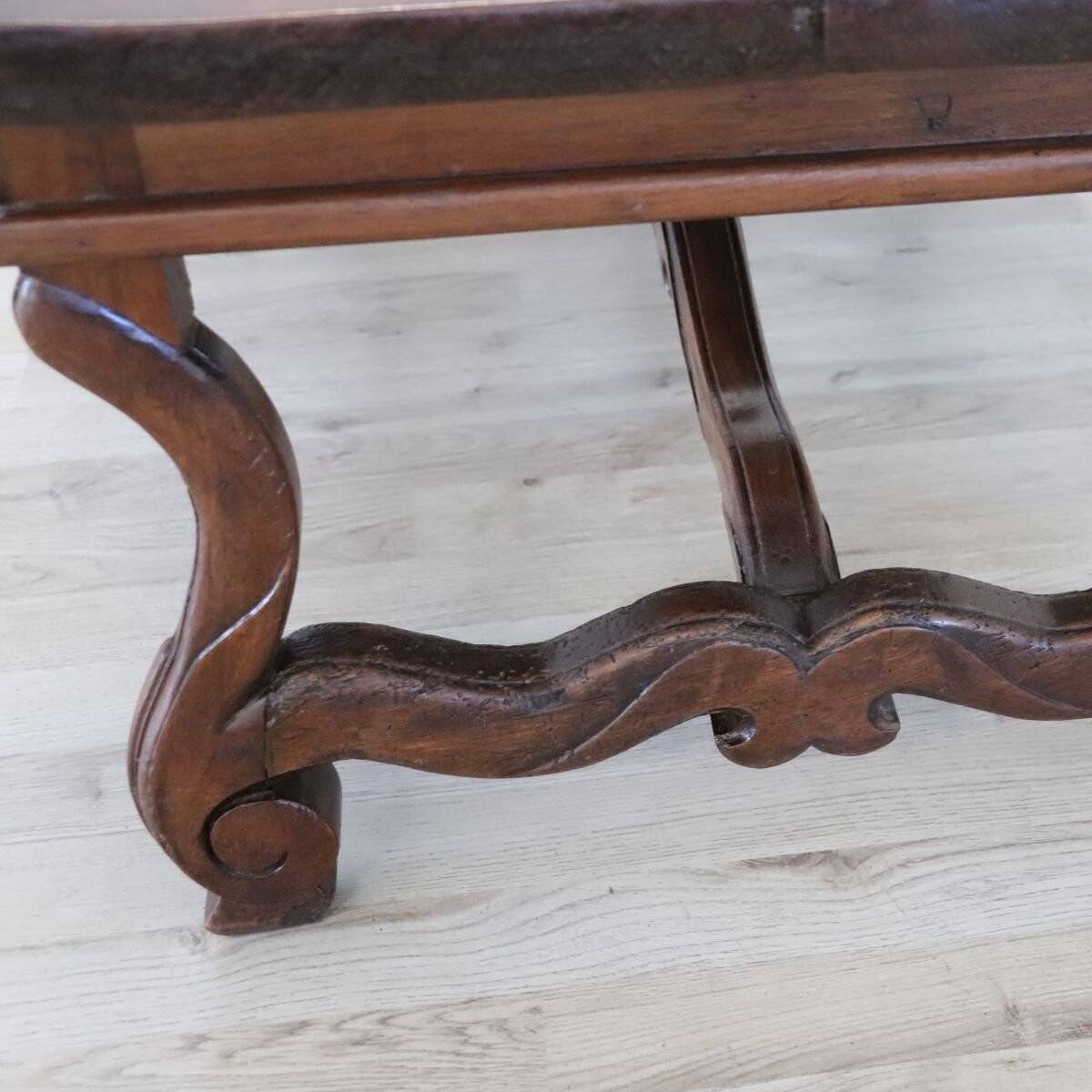 Solid Walnut Coffee Table, Italy, Early 20th Century, Restored