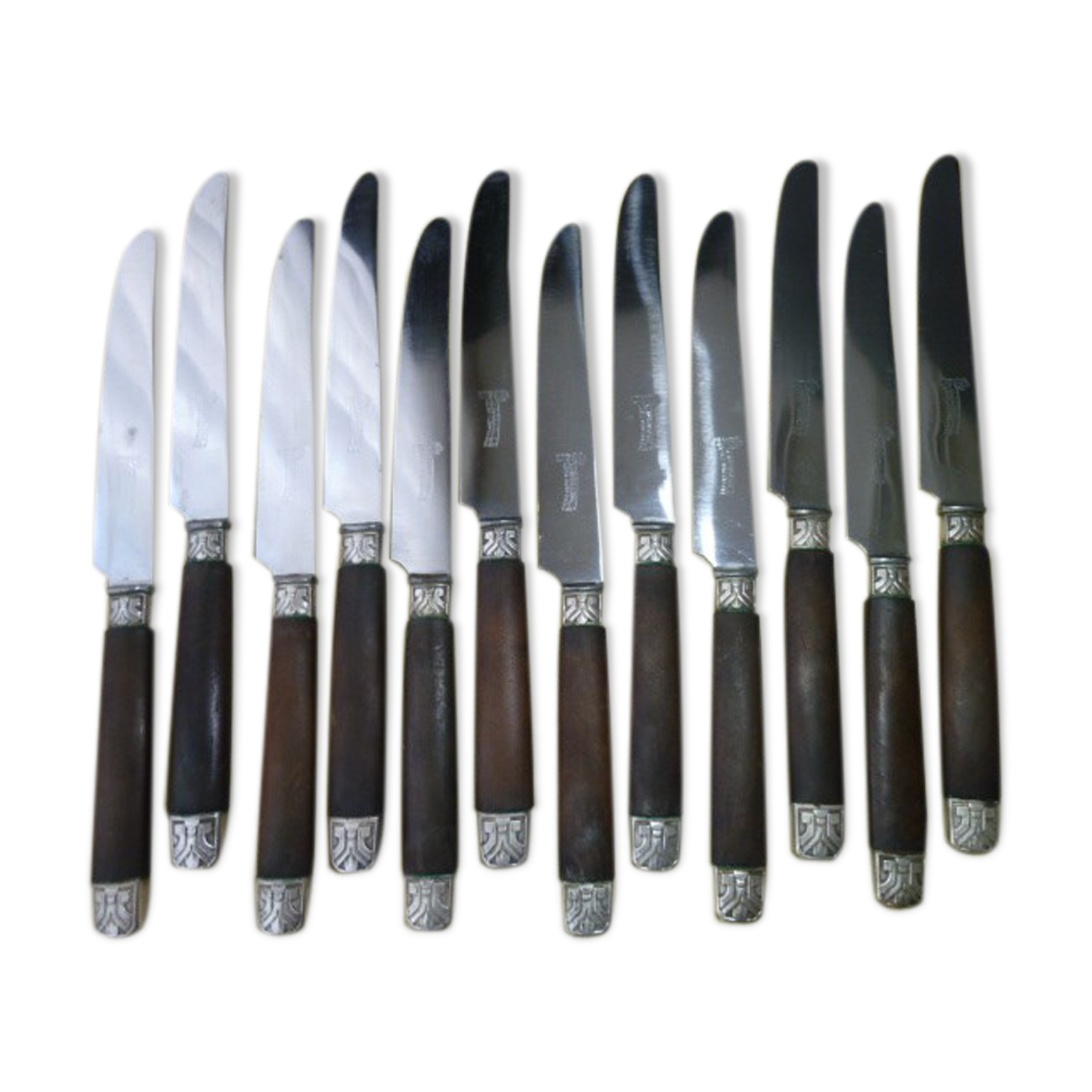 Coffret de 12 couteaux de table La Durollienne  Inox et bois