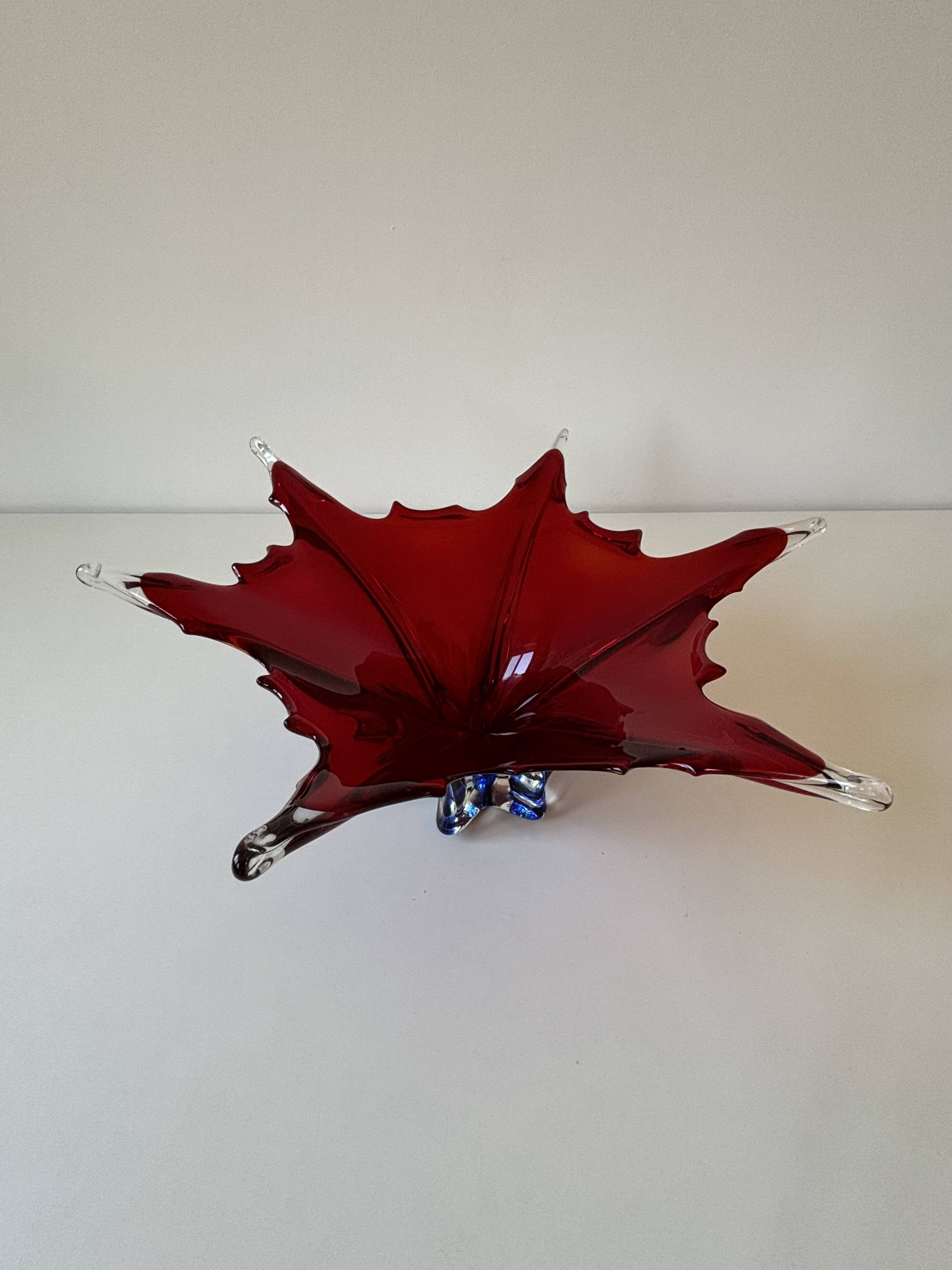 Important Murano blown glass centrepiece – Ruby red and blue