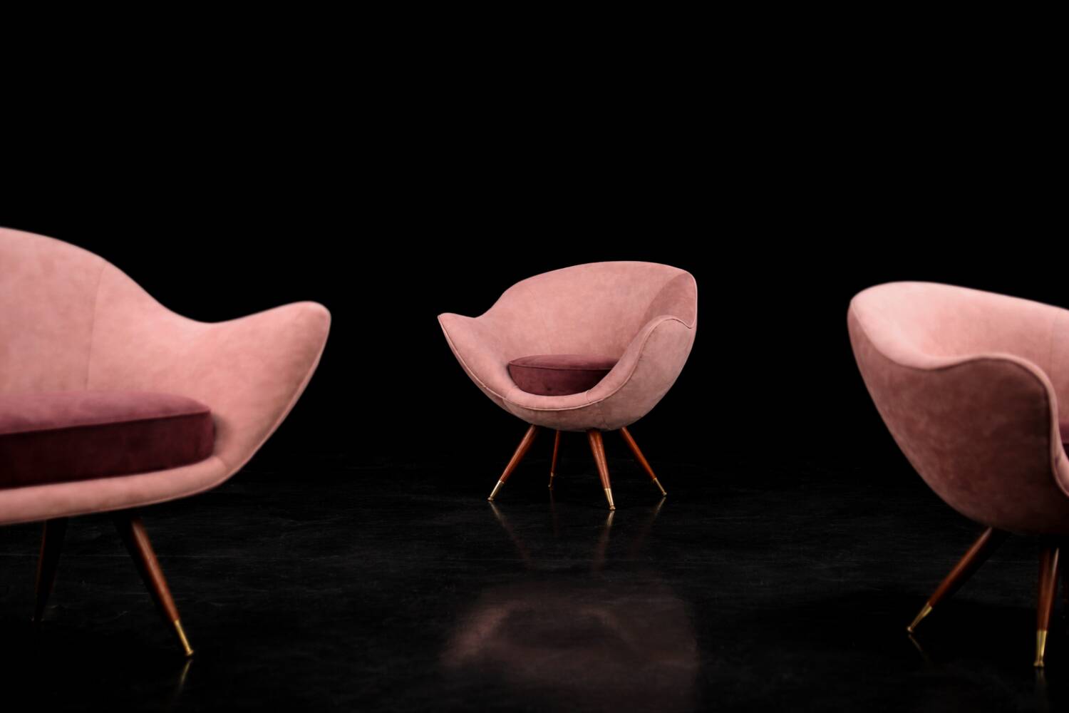 Vintage Mid-Century Space Age Velour Lounge Set from Paged, 1972, Set of 3