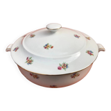 Antique PN France soup tureen White porcelain with gold edging and brass decoration