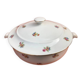 Antique PN France soup tureen White porcelain with gold edging and brass decoration