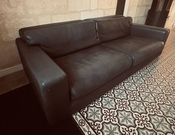 Canapé 3 places duvivier modèle kaliste – cuir pleine fleur noir