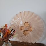 Plateau en verre rose années 50