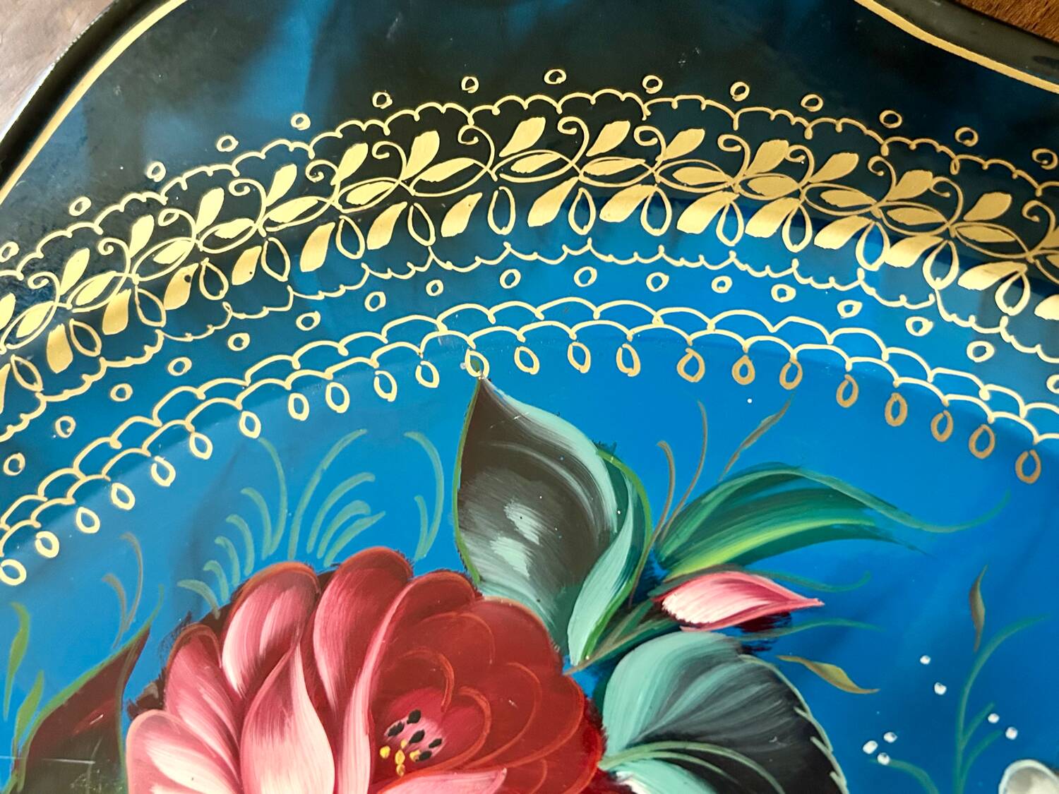Hand-painted Russian metal tray