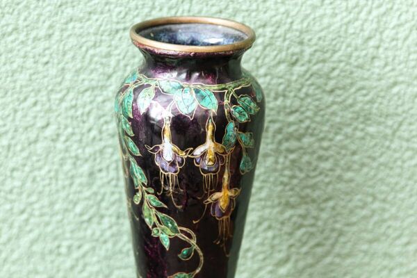Vase émaillé, art nouveau, Limoges, Jules Sarlandie