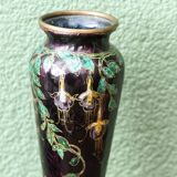 Enameled vase, art nouveau, Limoges, Jules Sarlandie