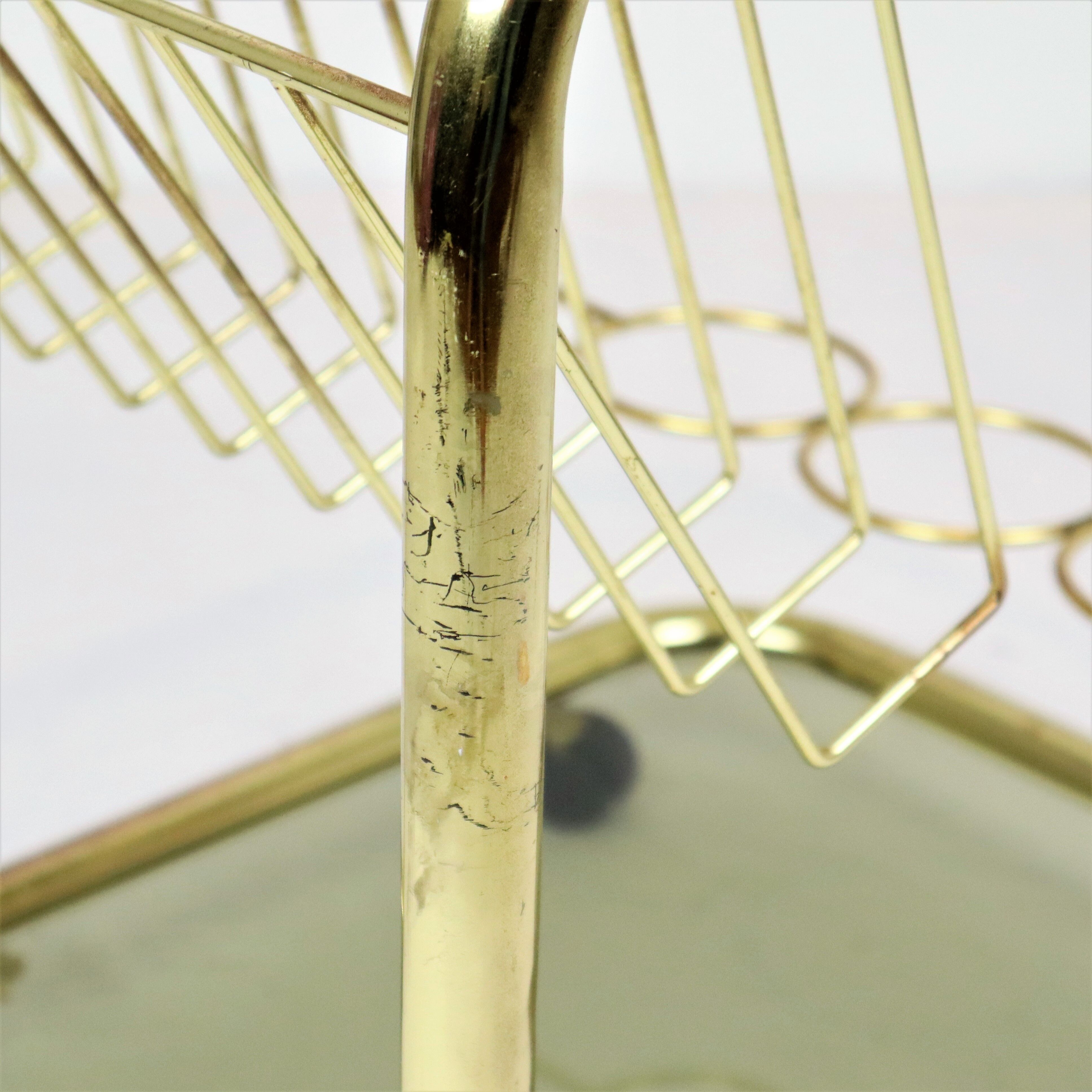 Vintage smoked glass trolley bar magazine rack side table milo baughman style italy 53cm