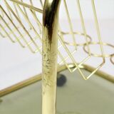 Vintage smoked glass trolley bar magazine rack side table milo baughman style italy 53cm