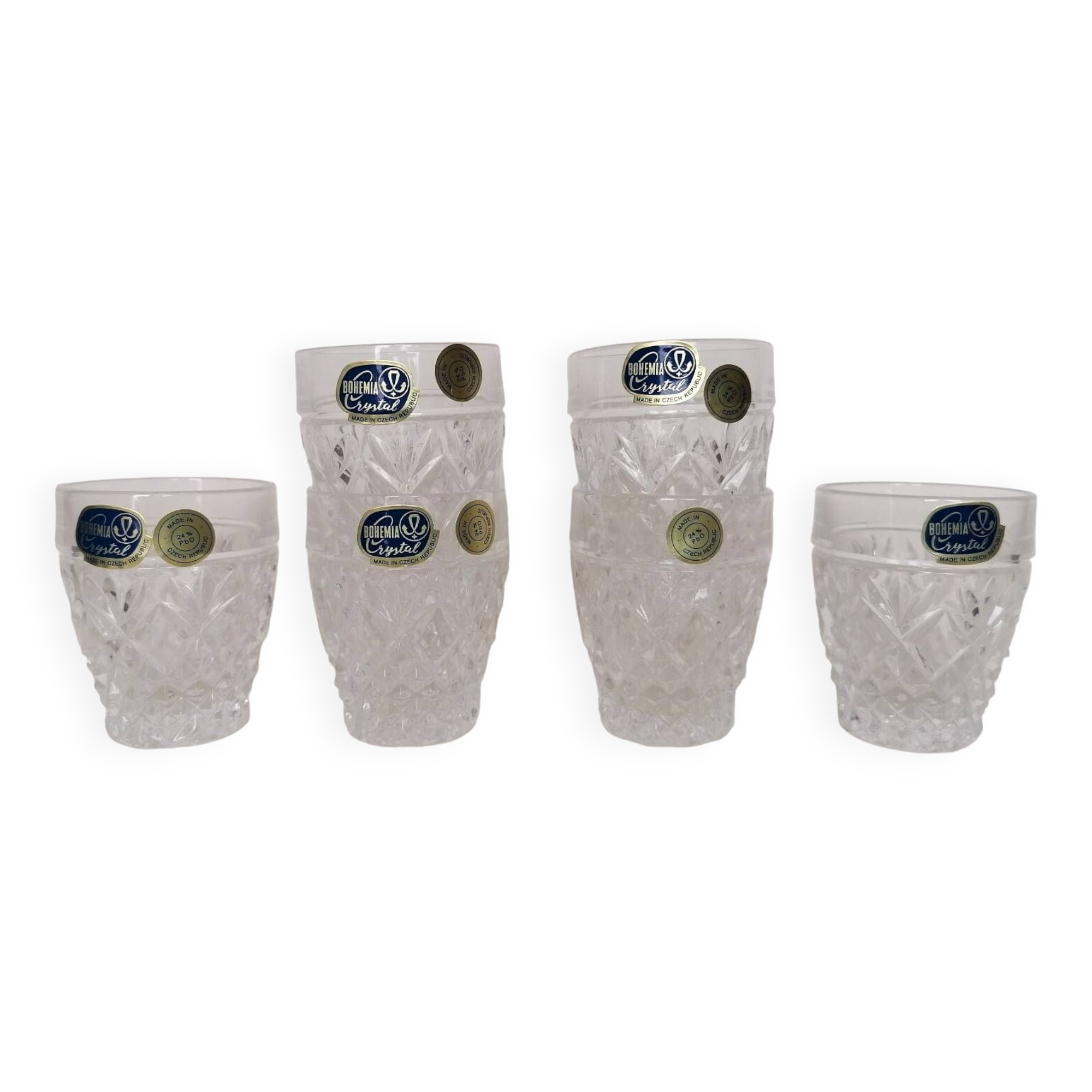6 bohemian crystal liquor glasses