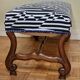 Vintage reupholstered solid wood footboard bench, kirkbydesign publisher fabric, 88 cm