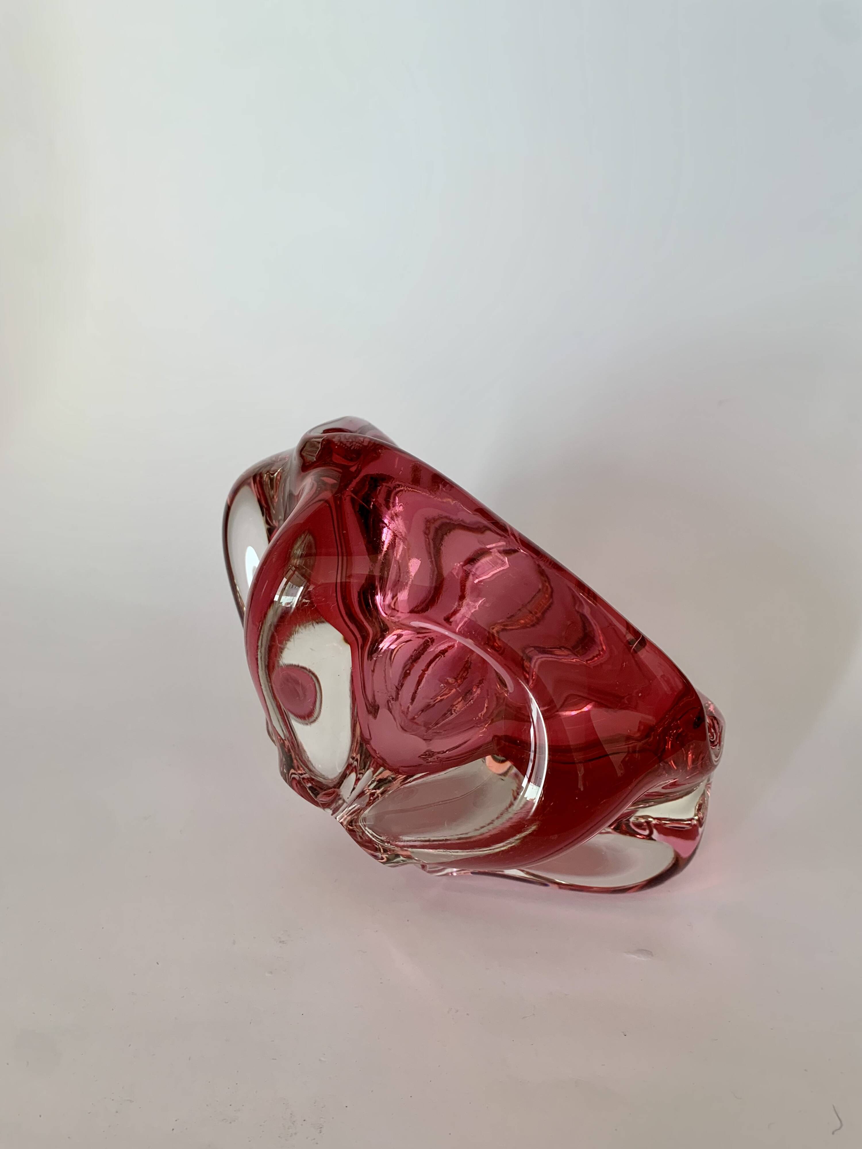 Pink Bowl by Jozef Hospodka for Chribska Sklarna, 1960s