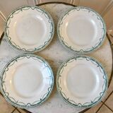 set of 4 flat plates in Terre de Fer Saint Amand model René 19th century