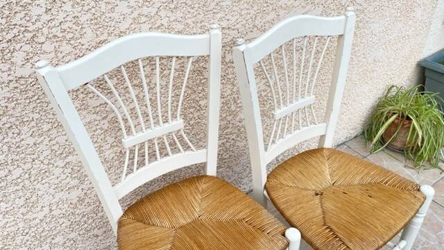 Vintage white straw chairs