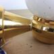Pair of solid brass and white opaline wall lamps
