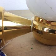 Pair of solid brass and white opaline wall lamps