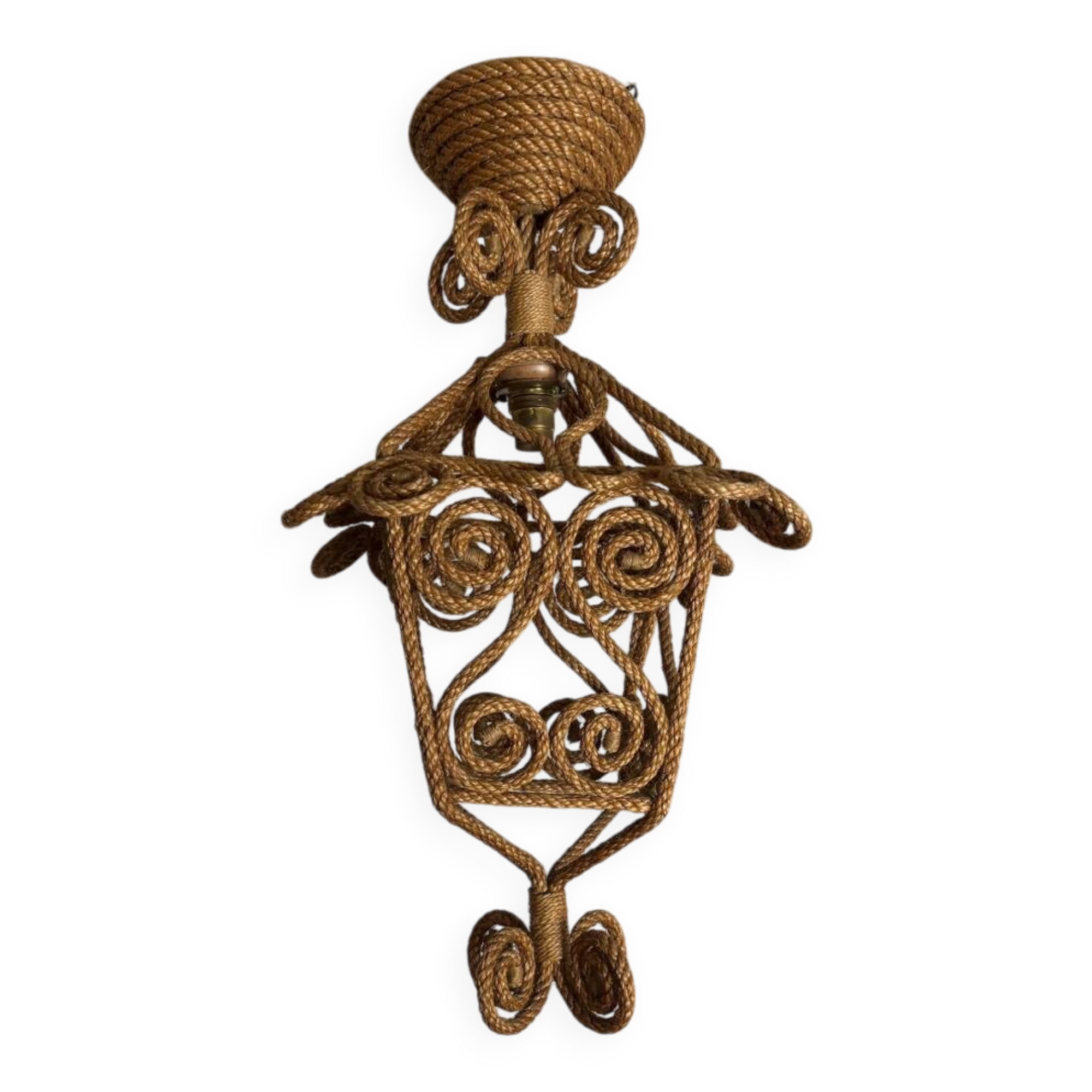 Audoux Minet rope lantern pendant light, 1950s