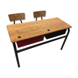 Bureau écolier bois, noir et rouge
