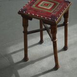 Almue Scandinavian Stool in Wood and Fabric, Late 19th Century