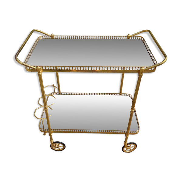 Desserte Mid-century en laiton ajouré, 1950-60