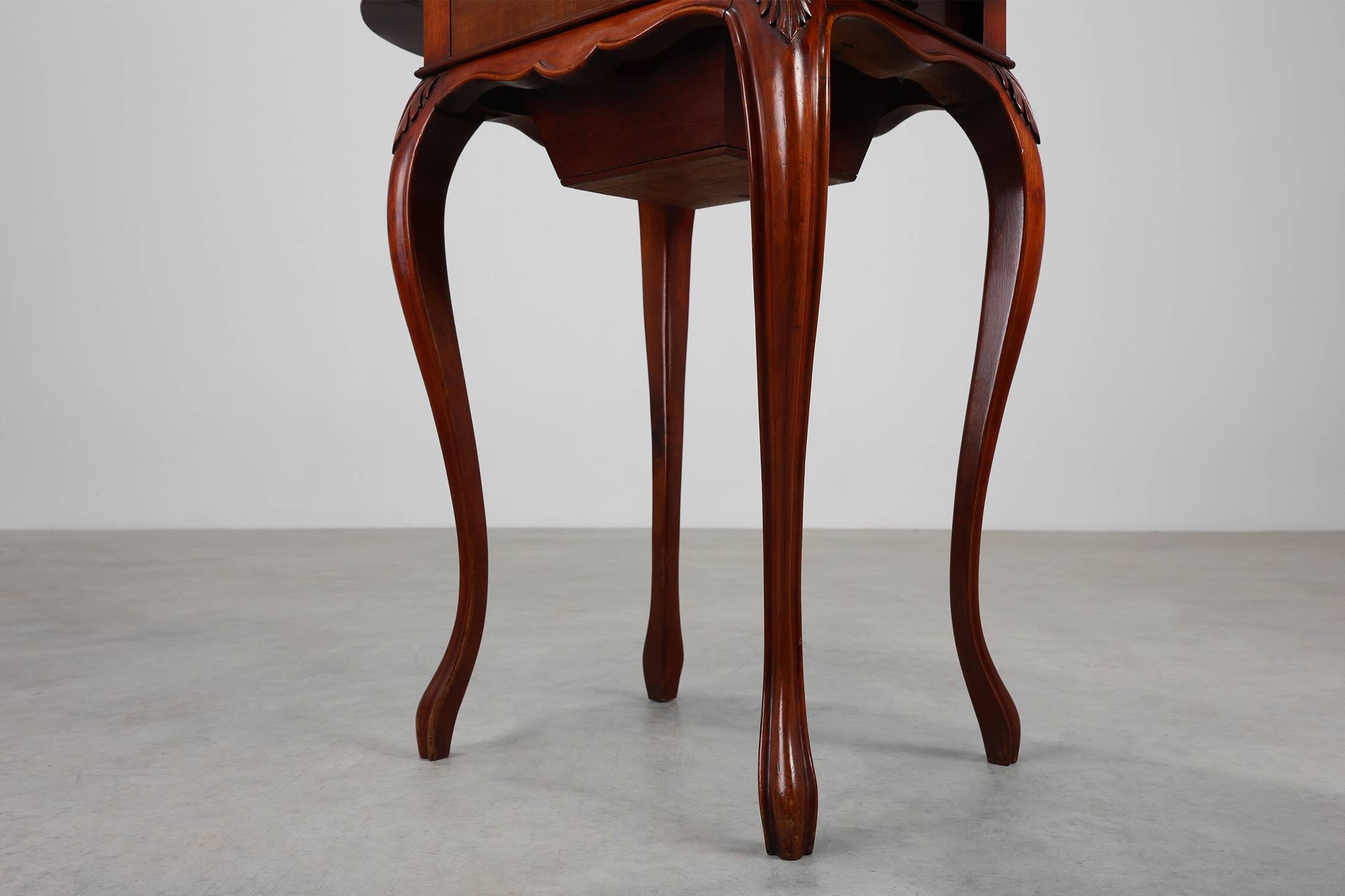 Late 19th‑Century French Louis XV Style Walnut Side Table with Drawer and S