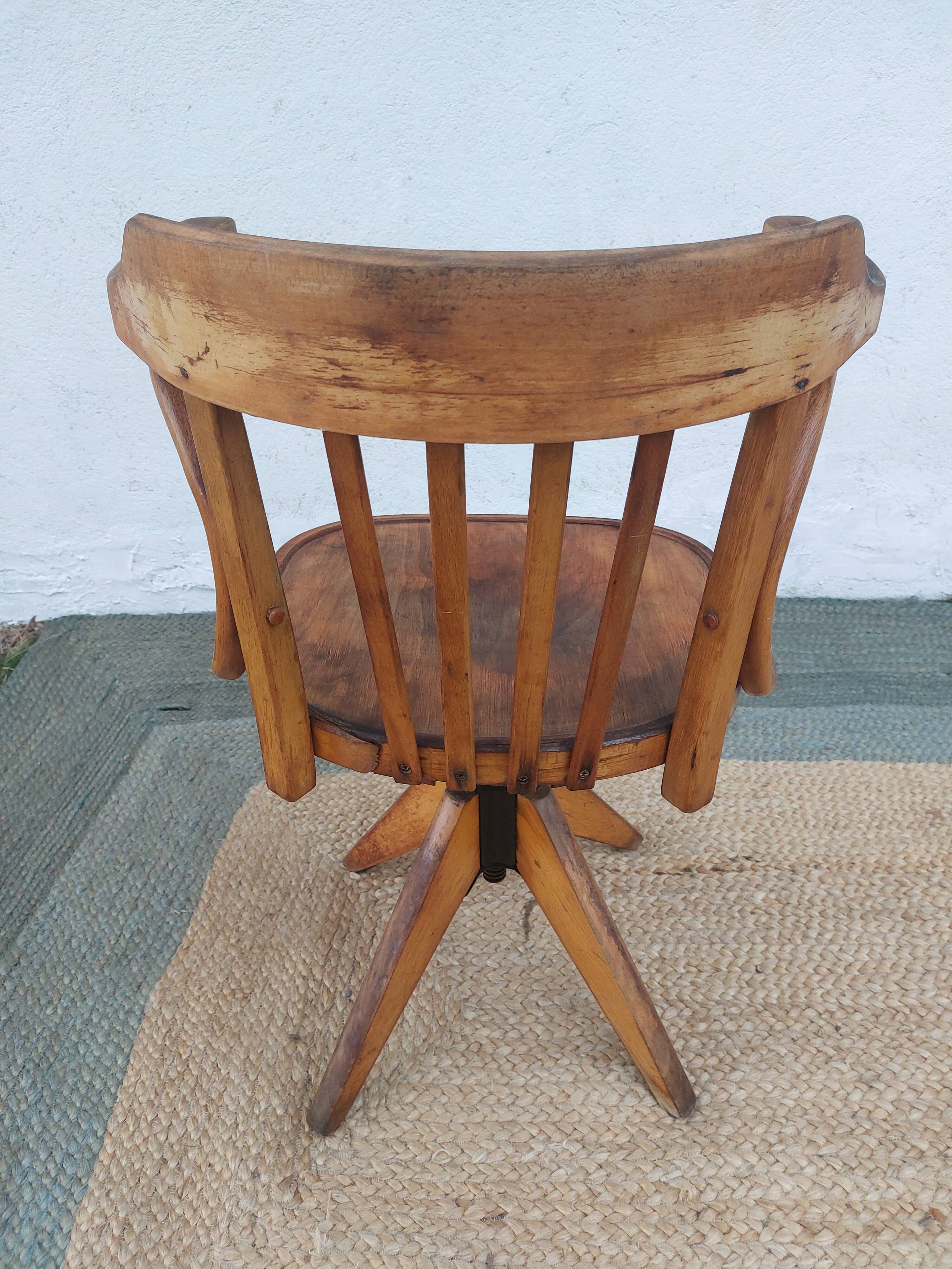 wooden swivel chair, height adjustable