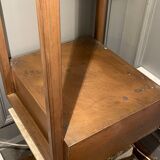 Vintage illuminated column shelf, copper steel, brutalist industrial design, ca 1970