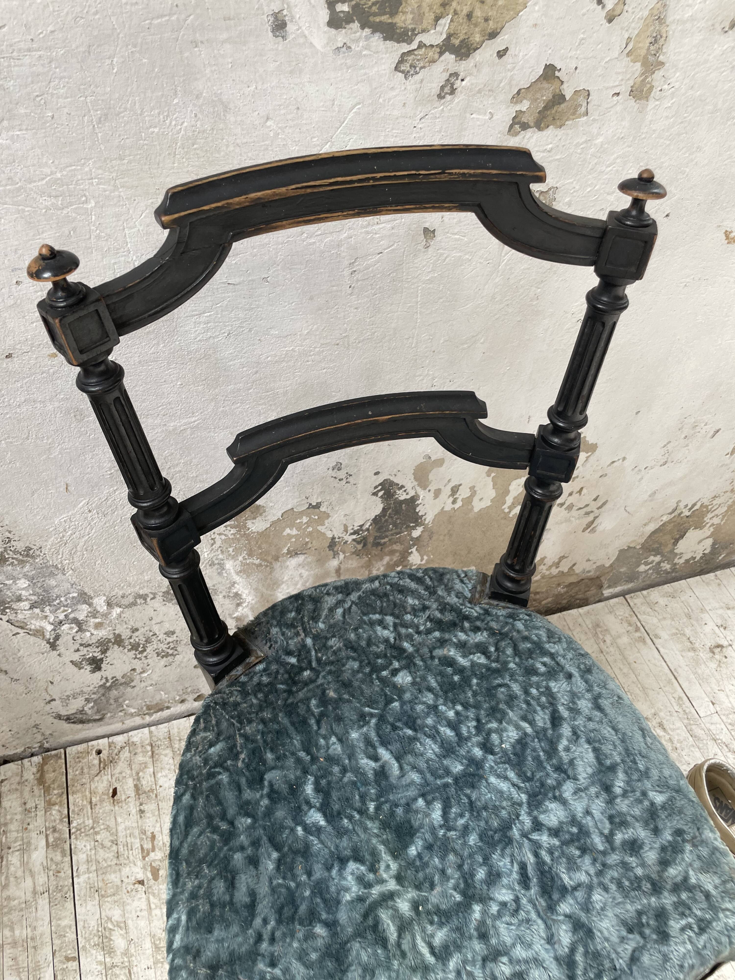 Chaise Napoléon 3 velours bleu