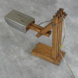 Lampe de table en bois grue rétro vintage