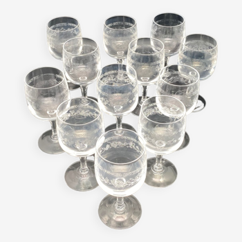 Aperitif or digestive stemmed glass in worked glass