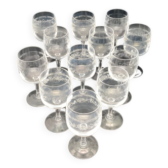 Aperitif or digestive stemmed glass in worked glass