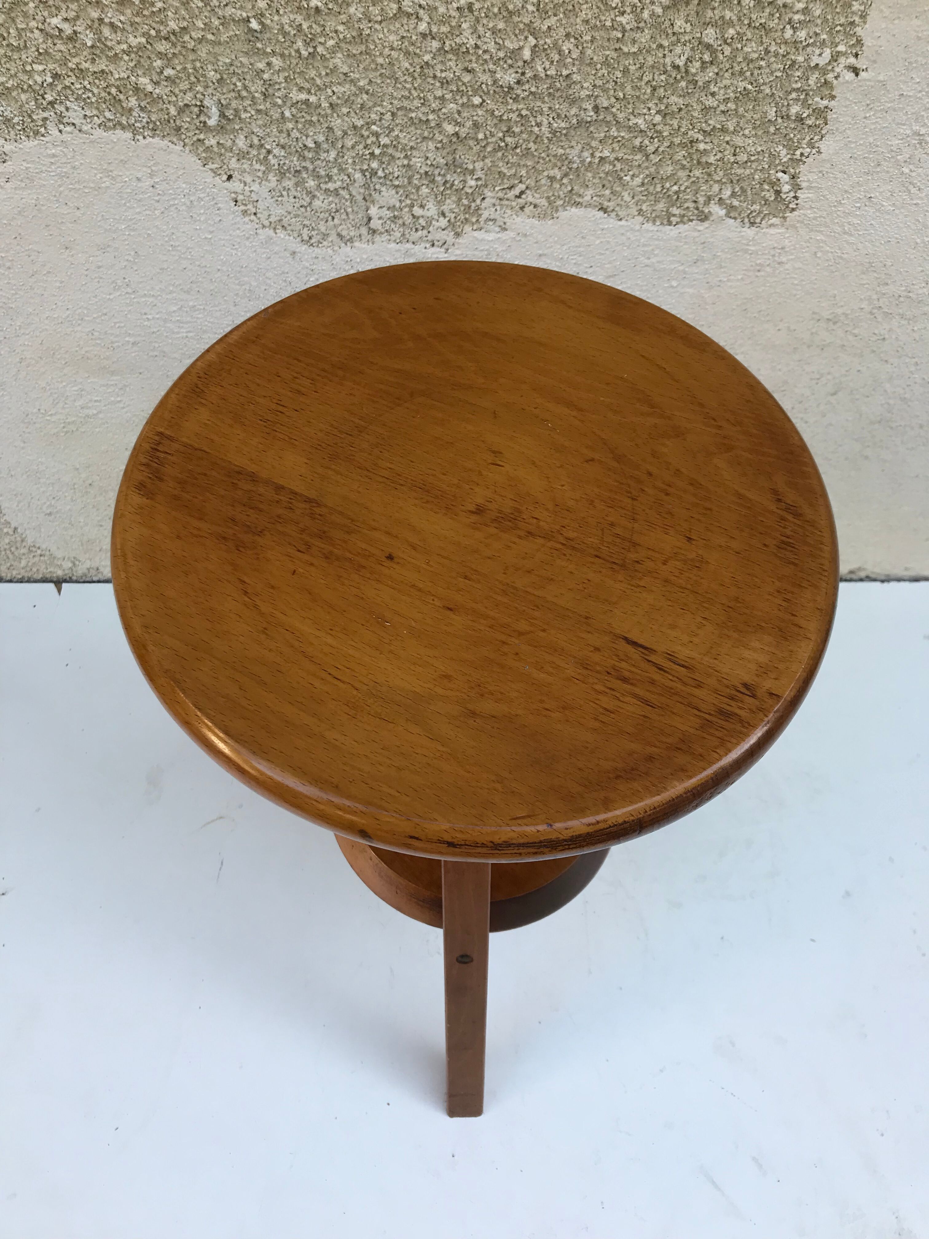 Stool former painter tripod adjustable screw 70s vintage wooden