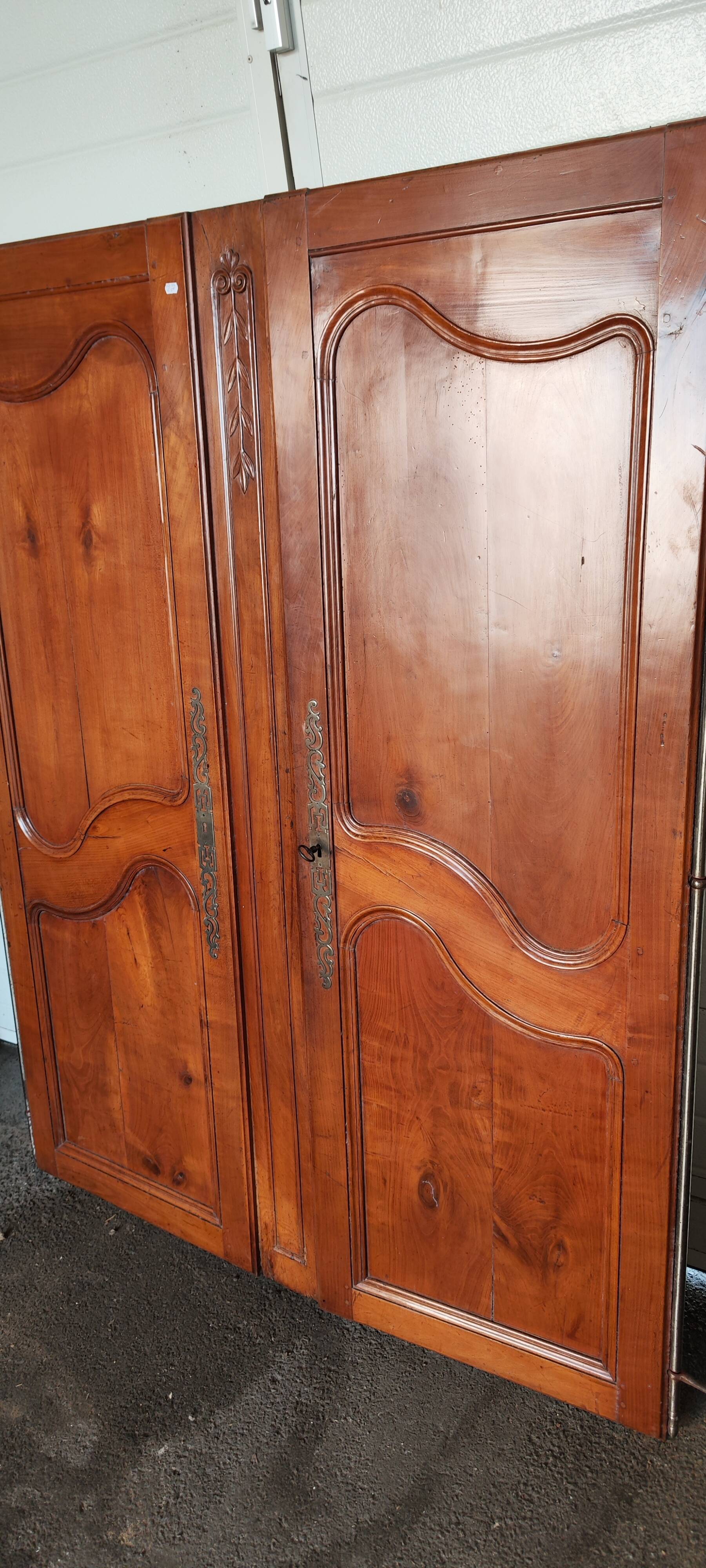 Old pair of walnut doors cabinet front