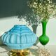 Lampe à poser globe vintage art déco en opaline bleue