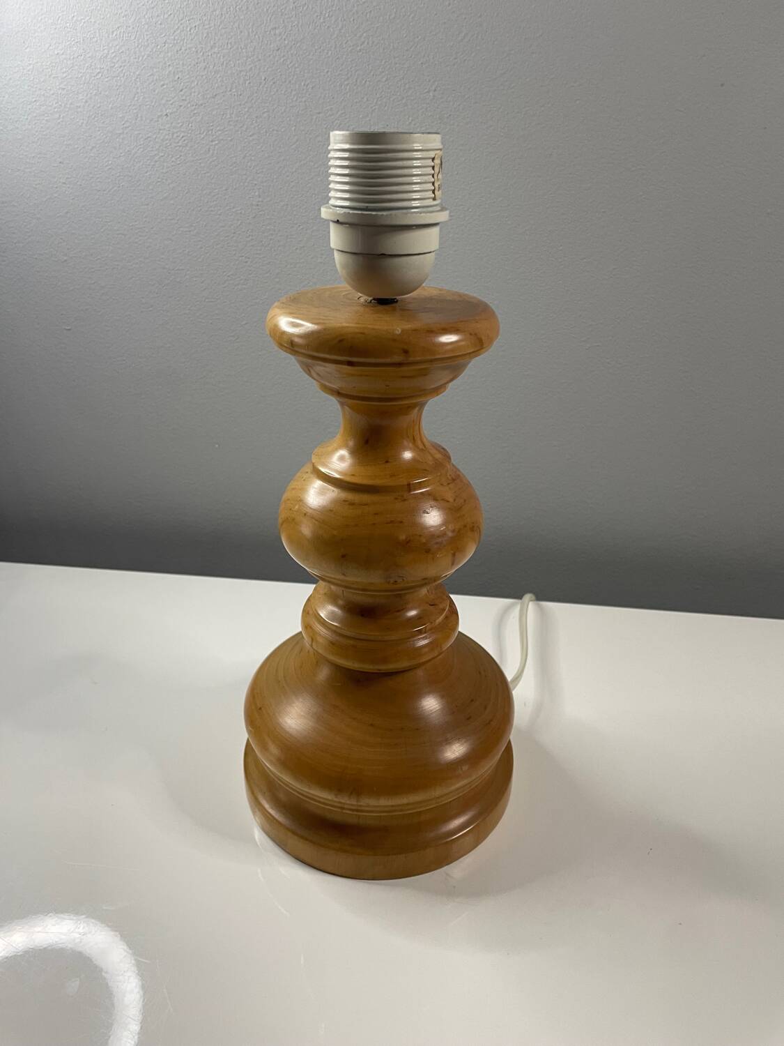 Turned wooden lamp base