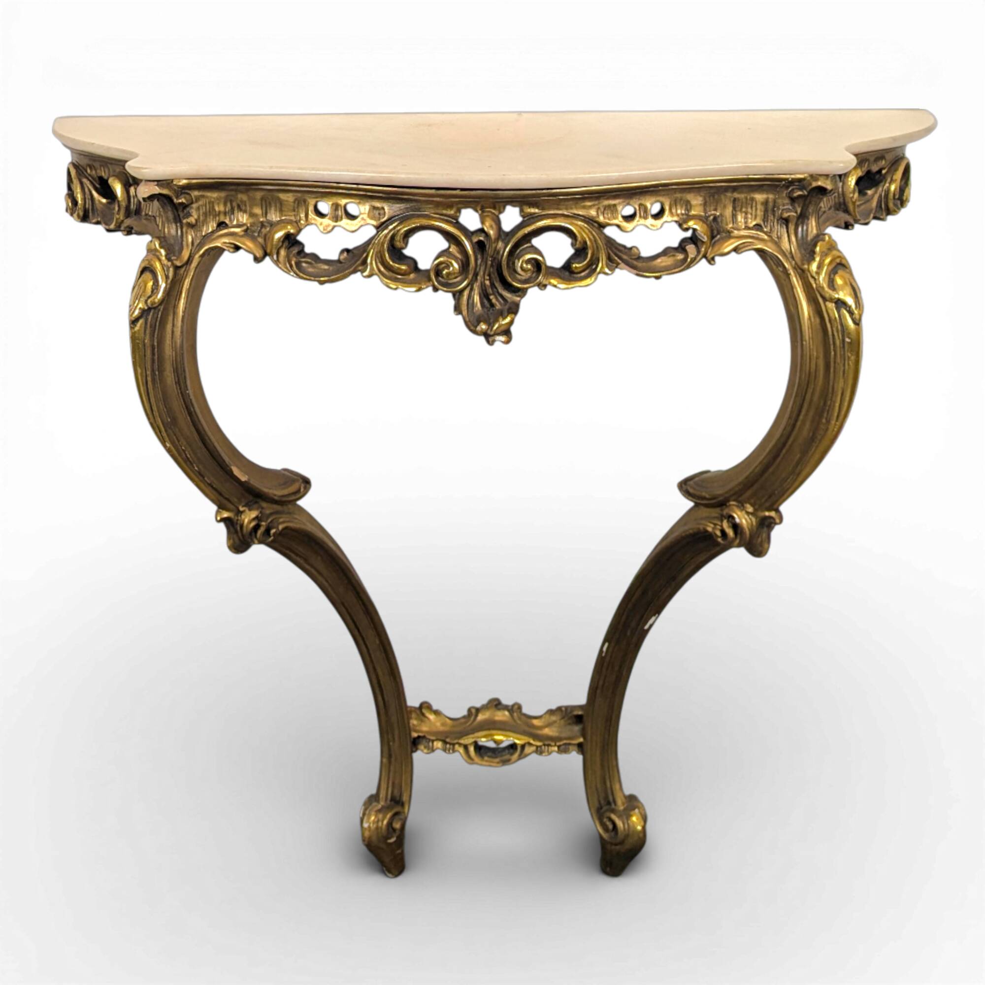 Golden wooden console in Louis XV style